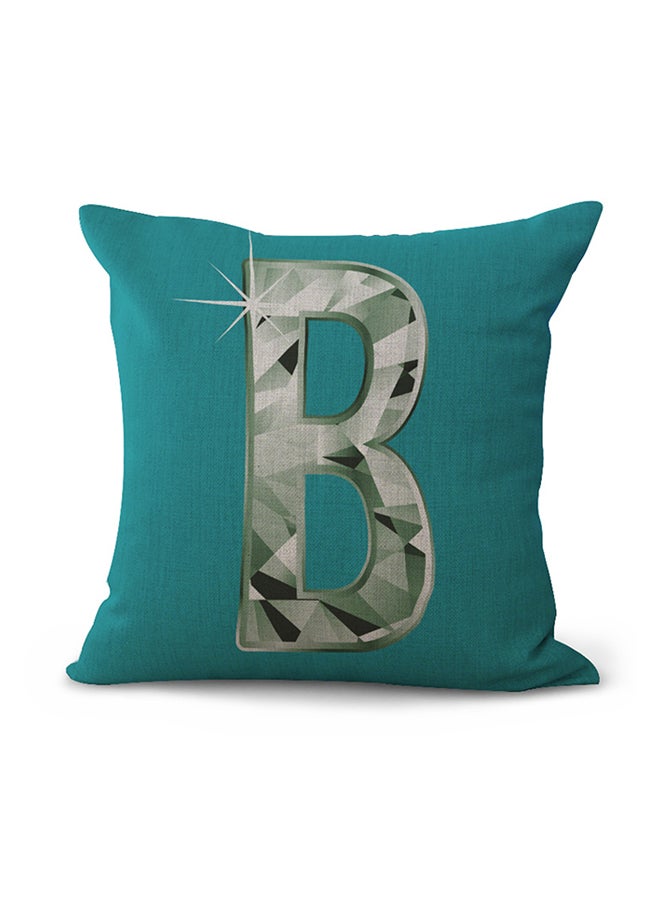 وسادة زينة بطبعة حرف "B" كبير أزرق / فضي