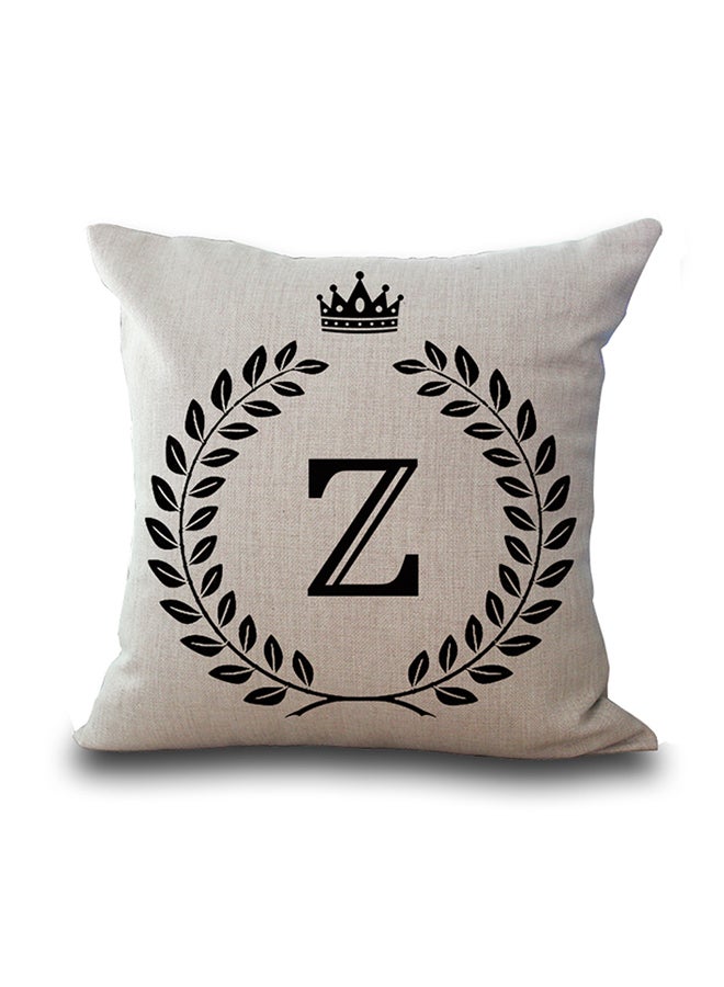وسادة زينة بطبعة حرف "Z" كبير بيج / أسود