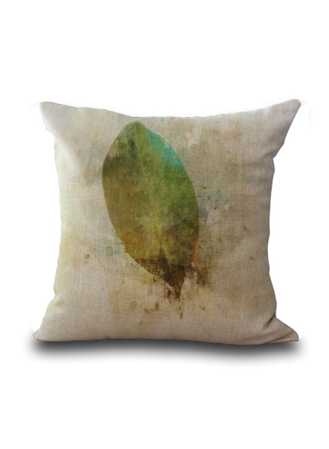 شاربدو وسادة ديكور مزينة بطبعة ورقة شجر البيج/ الأخضر/ البني