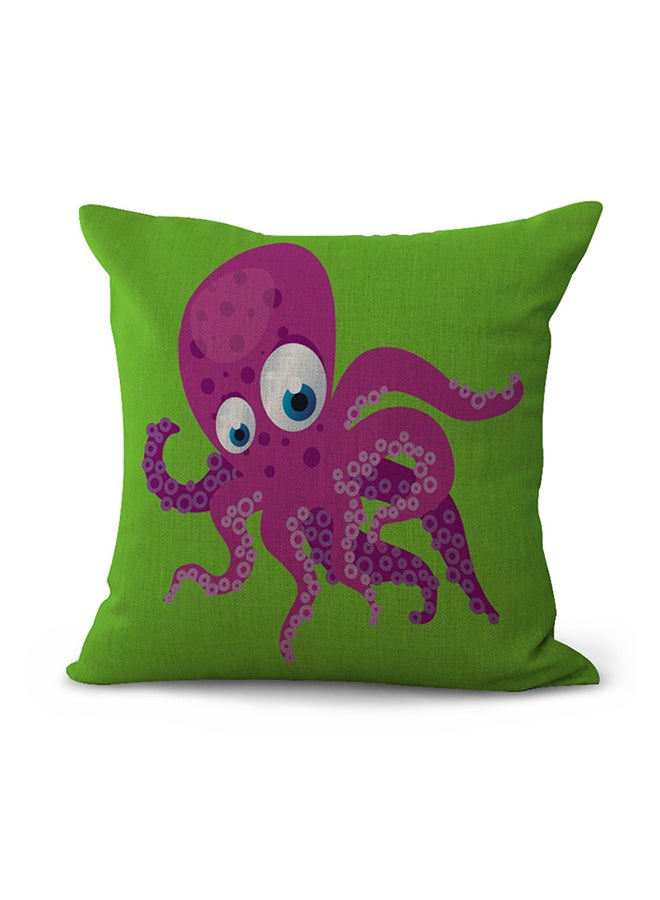 وسادة ديكور مزينة بطبعات أخضر/أرجواني/أبيض