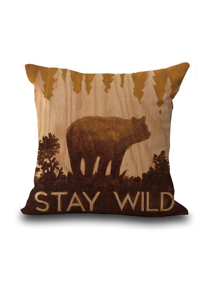 شاربدو وسادة ديكور للزينة بطبعة عبارة "Stay Wild" بني/بيج/أصفر