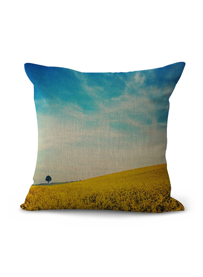 Sharpdo Landscape Printed Decorative Throw Pillow Blue/White/Yellow 