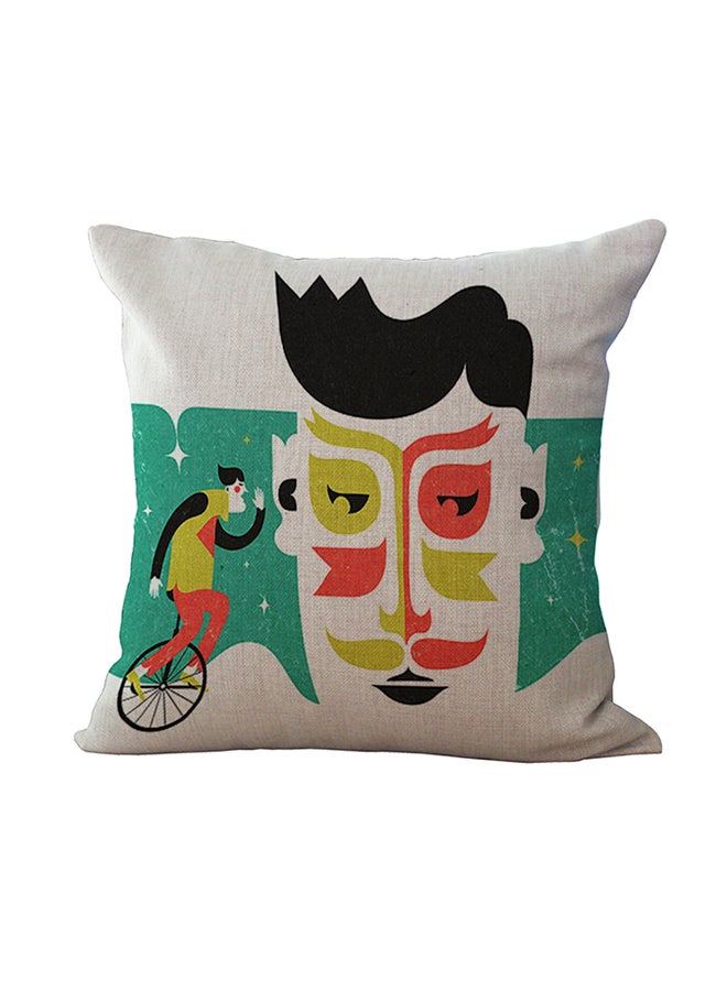 وسادة ديكور مطبوع عليها شخص راكب دراجة متعدد الألوان