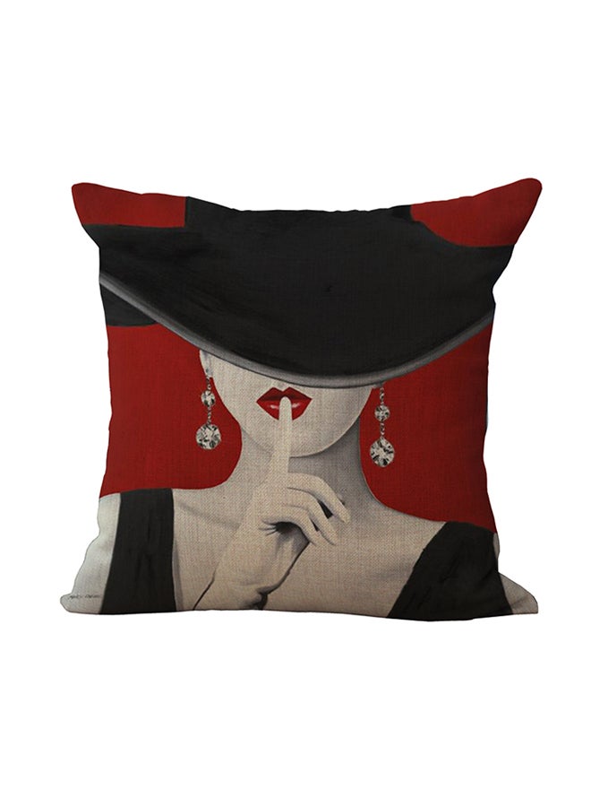 شاربدو وسادة للزينة بطبعة سيدة أحمر/ أسود/ بني