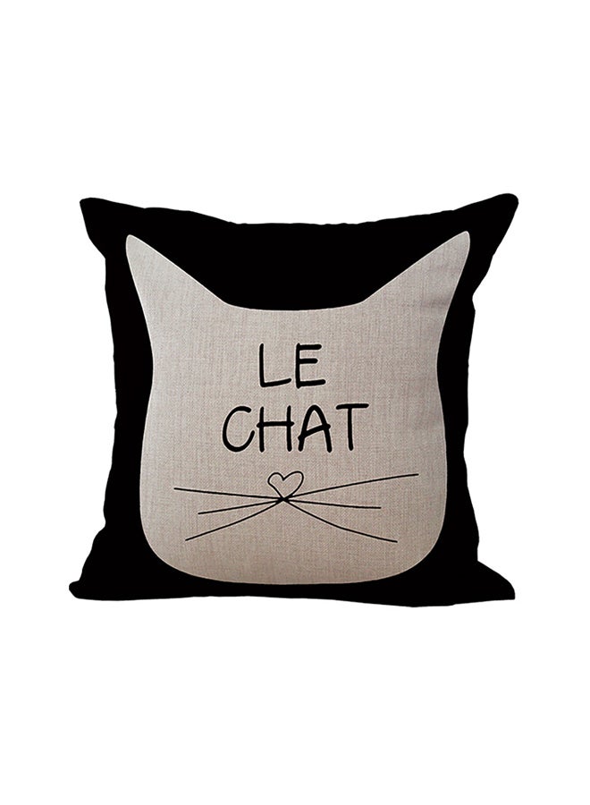 وسادة ديكور بطبعة كلمة "Le Chat" للتزيين بيج / أسود