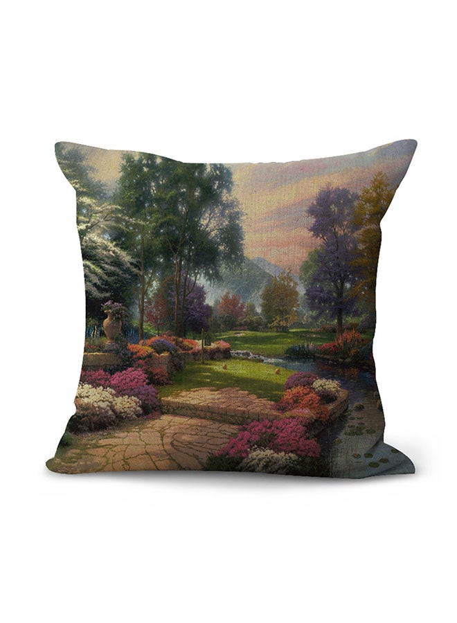 وسادة ديكور مزينة بطبعة تعبر عن الطبيعة متعدد الألوان