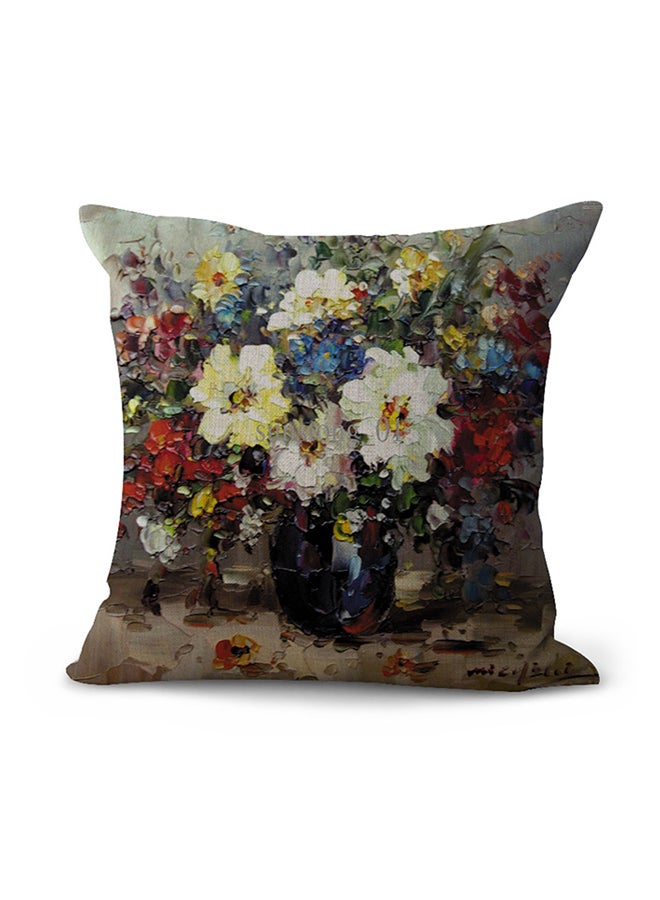 Sharpdo Flowers Printed Decorative Throw Pillow Multicolour