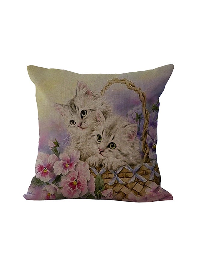 وسادة ديكور بطبعة قطط لطيفة للتزيين متعدد الألوان