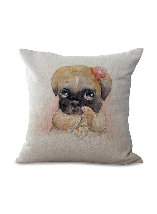 Sharpdo Cute Dog Printed Decorative Throw Pillow Multicolour
