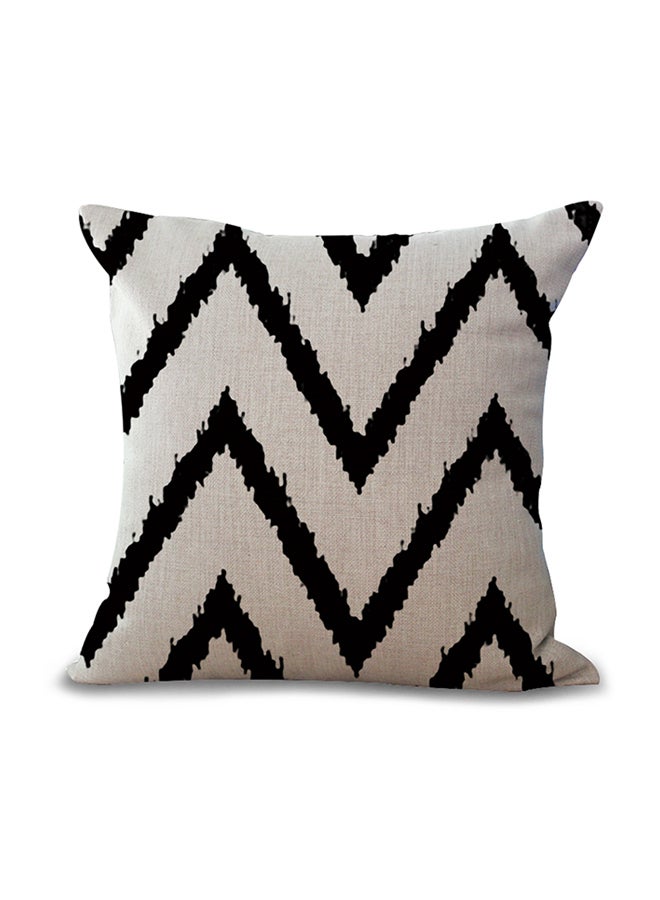 Sharpdo Stripes Pattern Printed Decorative Throw Pillow Beige/Black