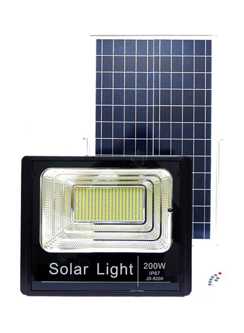 مصباح LED كشاف برأس واحد يعمل بالطاقة الشمسية مع جهاز تحكم عن بعد أسود 295x365مم