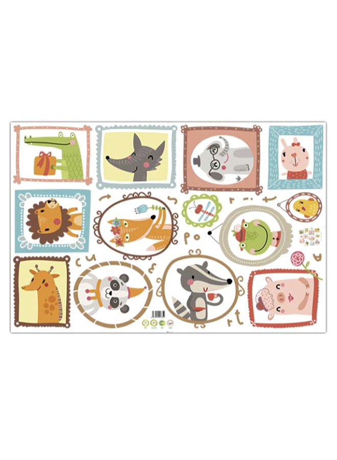 Cartoon Animal Picture Frame Wall Sticker Multicolour 60 x 90cm  - Image 1