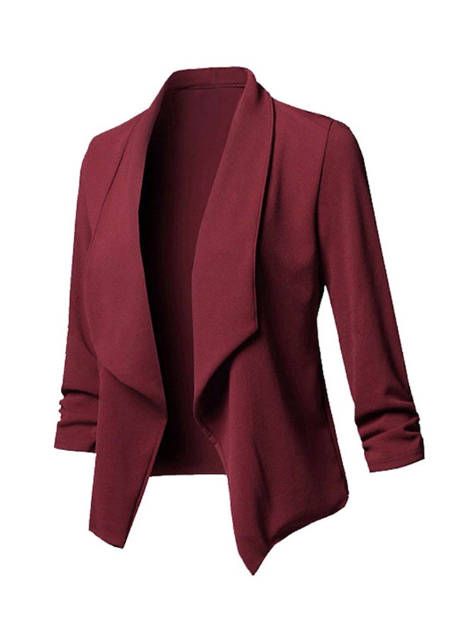 بدلة عمل كاجوال بأطراف غير متماثلة منفوش خمري