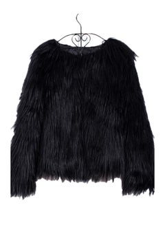 Winter Long Sleeve Fluffy Jacket Black