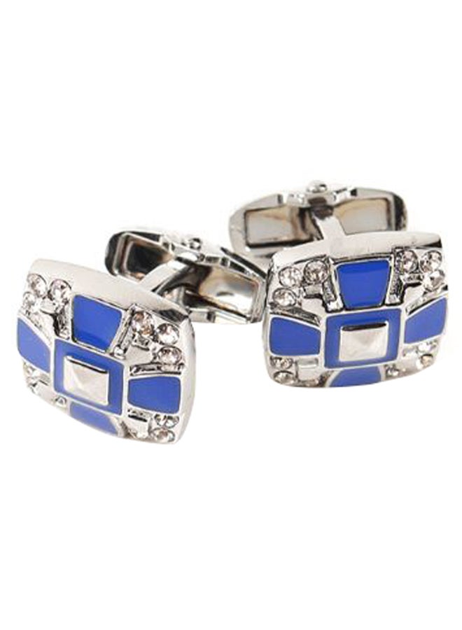 أزرار أكمام القمصان من الكريستال المرصع بالزركون لامعة بطراز فرنسي وتفاصيل معدنية - Image 2