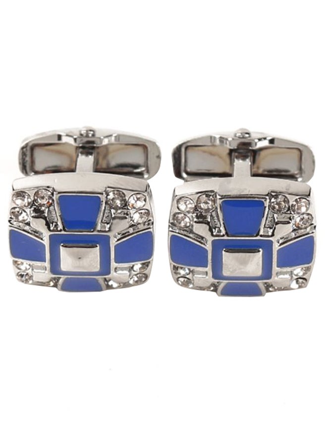 أزرار أكمام القمصان من الكريستال المرصع بالزركون لامعة بطراز فرنسي وتفاصيل معدنية - Image 1