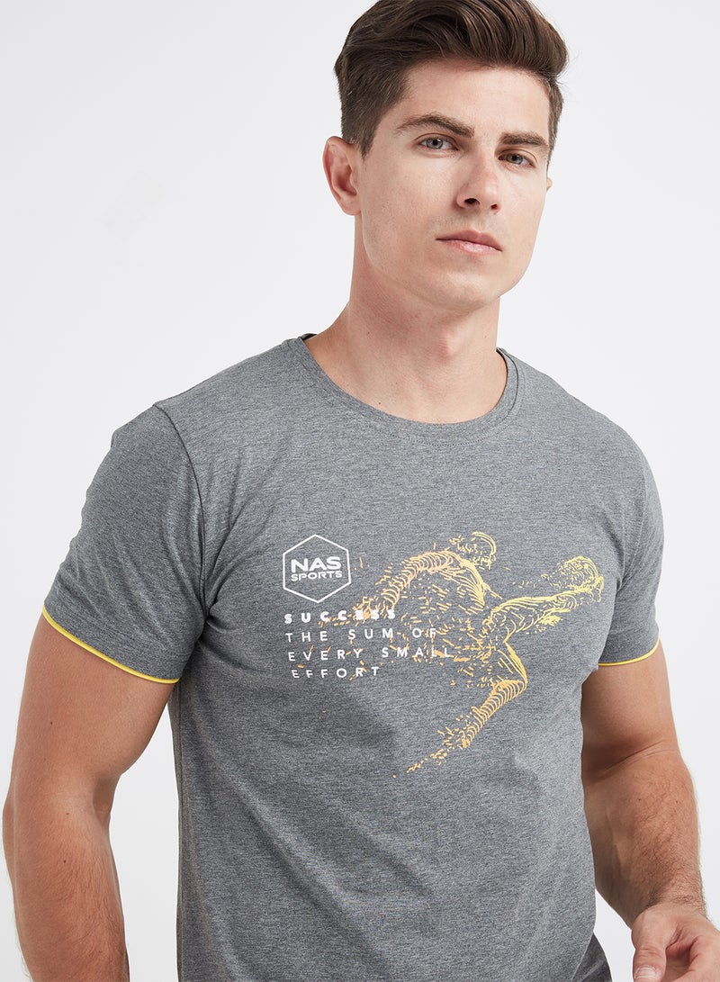 NAS Essential Logo Printed T-Shirt Grey  - Image 4