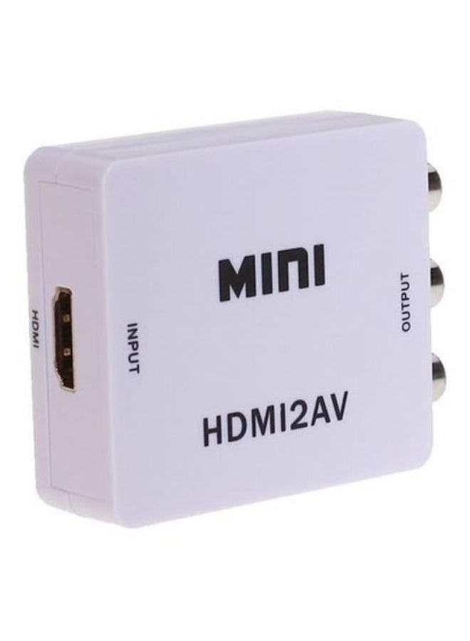 ماركة غير محددة صندوق محول فيديو HD صغير من HDMI إلى  AV/CVBS L/R بجودة 1080P HDMI2AV أبيض 