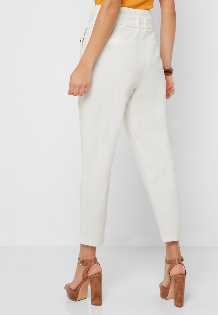LOST INK Button Detail Belted Pants White  - Image 2