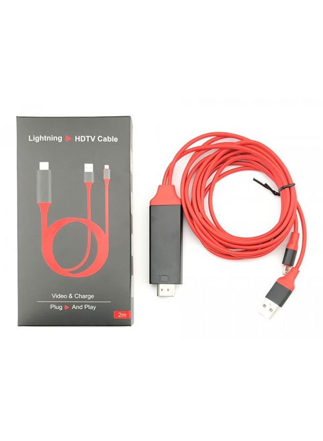 8 Pin Lightning To HDMI HDTV Cable Red/Black - Image 2