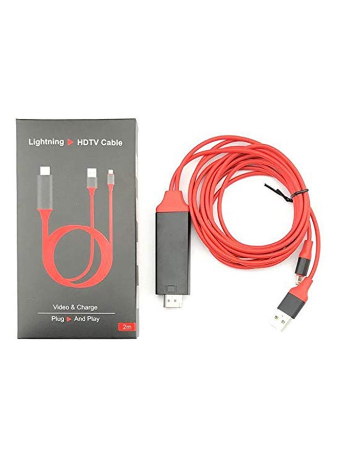Generic - Lightning To HDMI HDTV AV TV Cable Adapter 1080P For Apple iPhone 7/6/6s Plus/5s/iPad Air/iPad Mini Red/Black - Image 1
