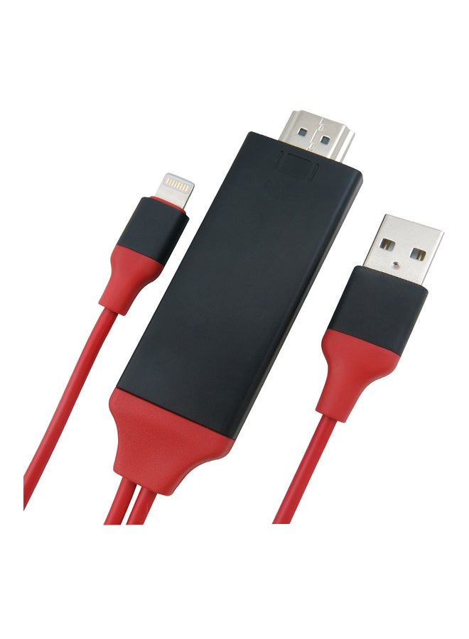 8 Pin Lightning To HDMI HDTV Cable Red/Black - Image 1
