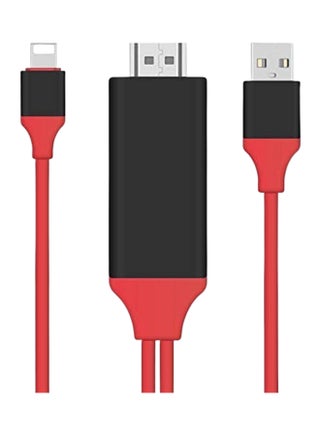 Lightning To HDMI HDTV AV TV Cable Adapter 1080P For Apple iPhone 7/6/6s Plus/5s/iPad Air/iPad Mini Red/Black - v1557122172/N23981913A_1