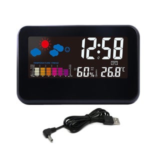 Digital Weather Thermometer With Alarm Clock Black 14.6x5.6x1.1centimeter - v1557124470/N25007771A_1