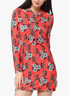 Floral Print Ruched Dress Multicolour