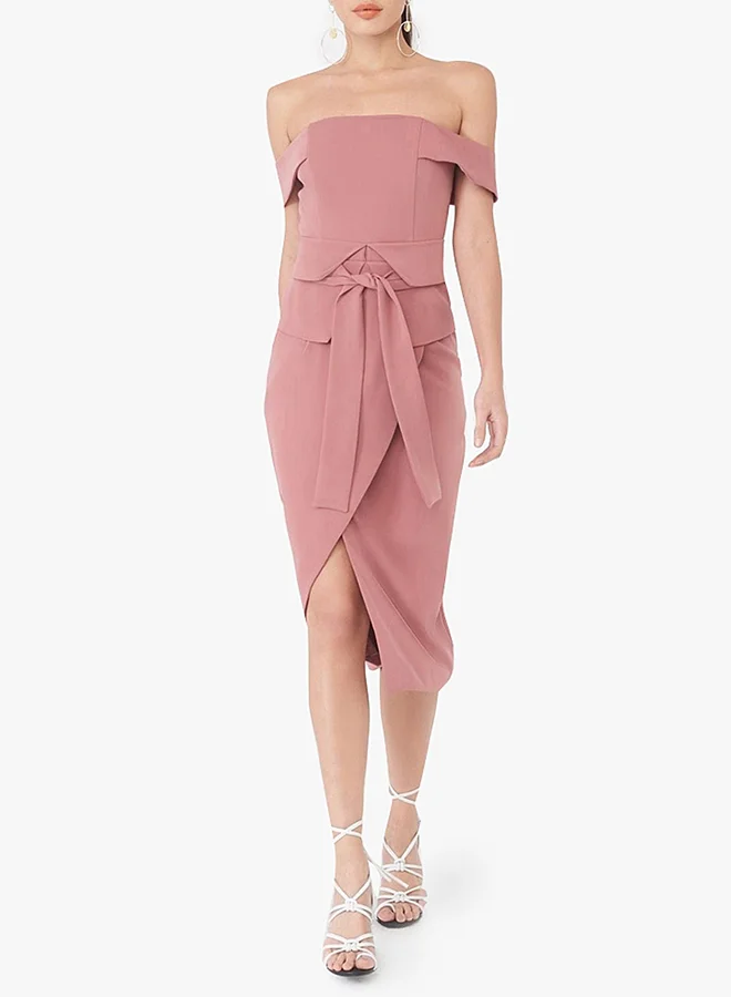 lavish alice Bardot Corset Belt Midi Dress