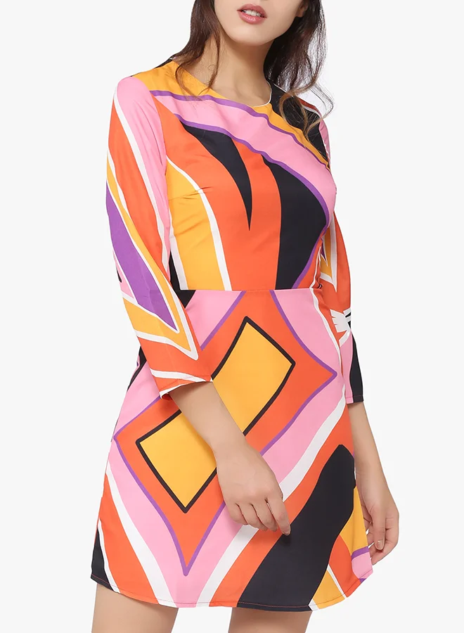 Stock Geometric Print Dress Multicolour
