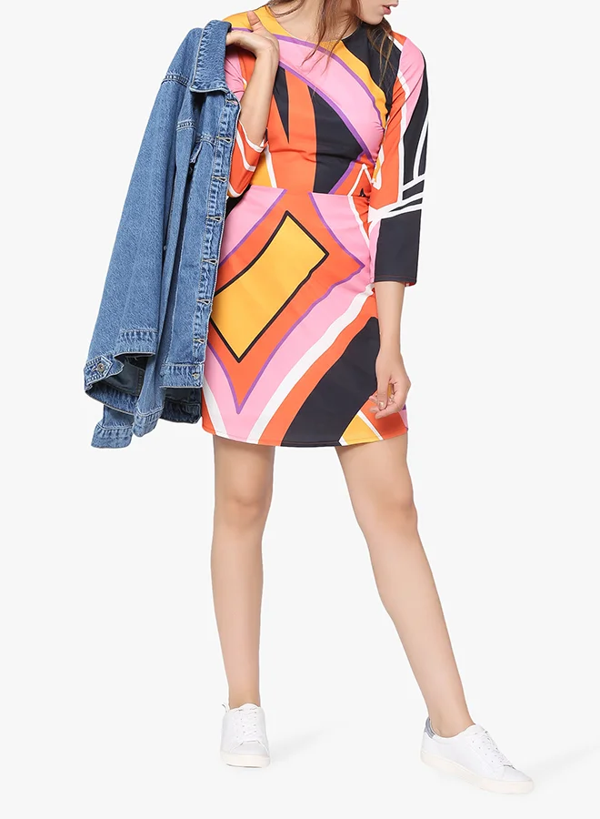 Stock Geometric Print Dress Multicolour