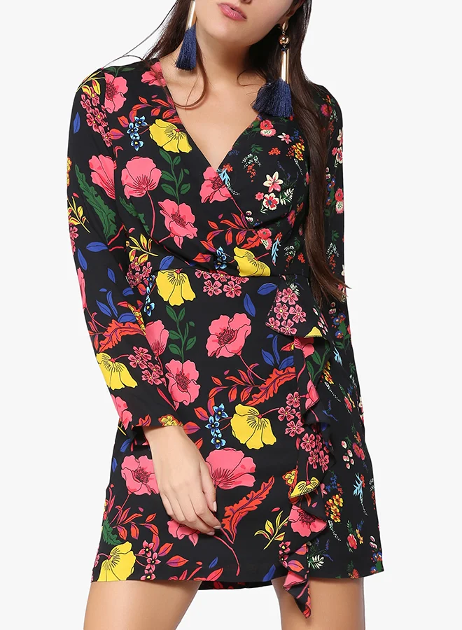 ستوك Collar Neck Floral Printed Dress