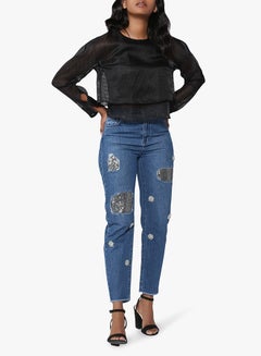 High Streets Embellished Sequin Jeans Blue  - Image 3