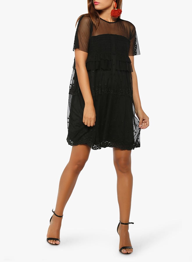 LOST INK Star Mesh Swing Dress Black  - Image 3