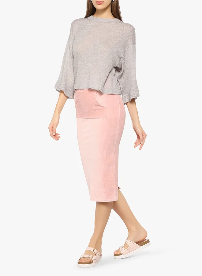 LOST INK Bib Pocket Jumbo Rib Pencil Pink
