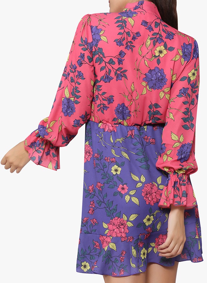 Stock Floral Skater Dress Purple  - Image 2