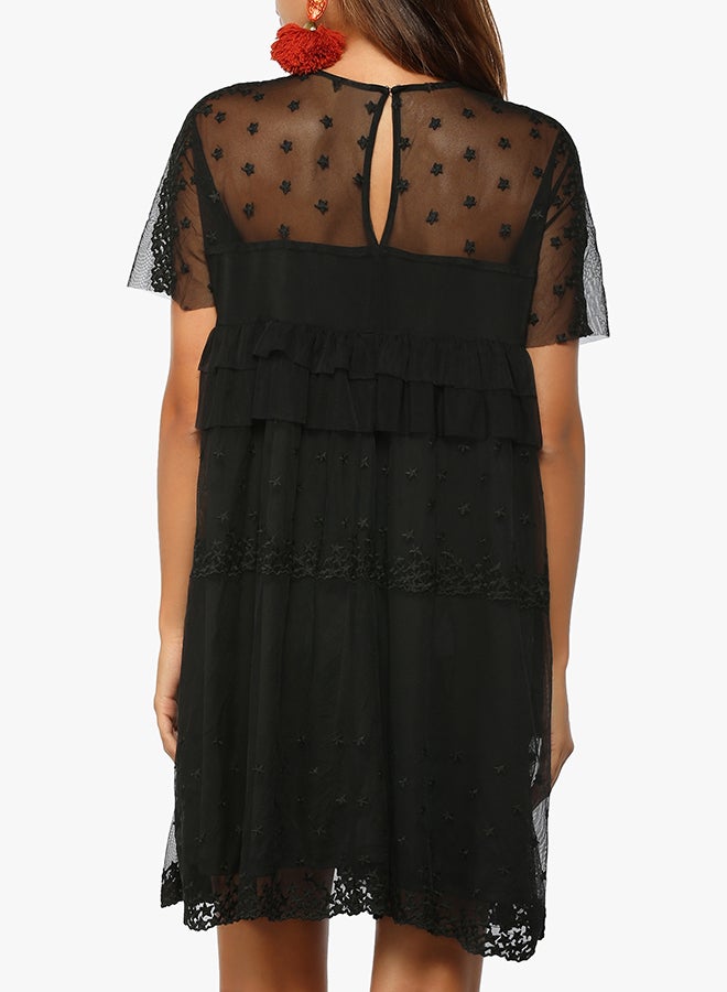 LOST INK Star Mesh Swing Dress Black  - Image 2