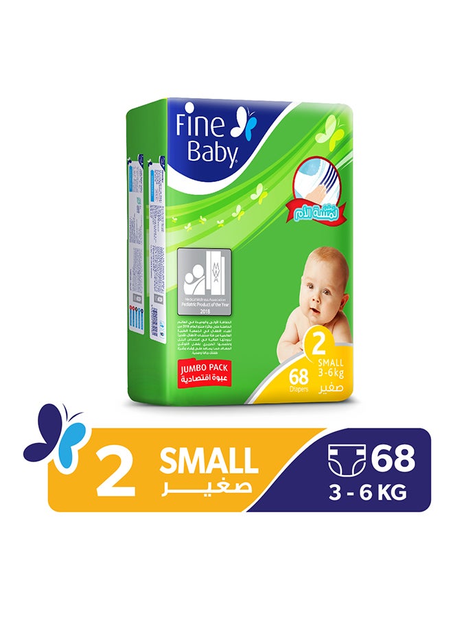 Fine Baby Mothers Touch Lotion Diapers, Size 2, Small, 3-6 Kg, Jumbo Pack, 68 Count  - Image 1