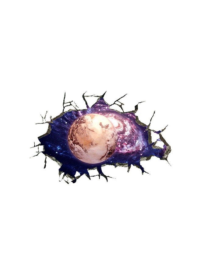 Generic 3D Wall Sticker Broken Wall Galaxy Planet Sticker Multicolour 60x40cm 