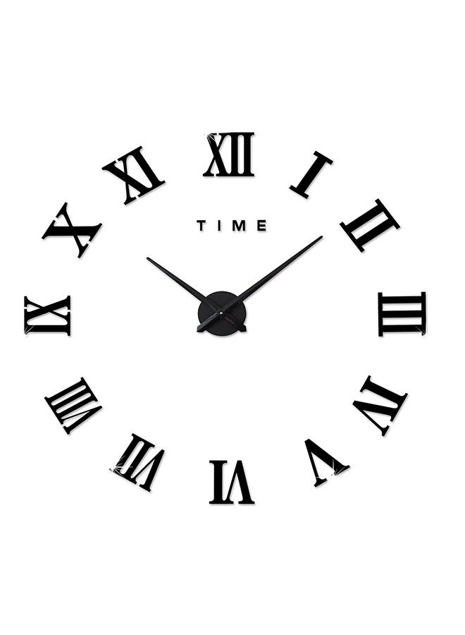3D Mirror Effect Sticker DIY  Roman Numeral Scales Wall Clock Black 35x35cm
