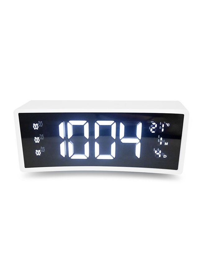 3D Curved Surface Screen Floating LED Display Smart Alarm Electronic Clock White One Size 