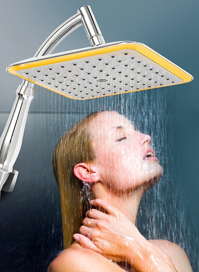 فوبيري رأس دش بتصميم مربع يشبه هطول الأمطار فضي / أصفر 22x5x200مم  - Image 3