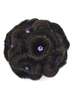 Nine Flowers Diamond Hairpin Head Plugged Hair Bun Claw Card Wigs Black