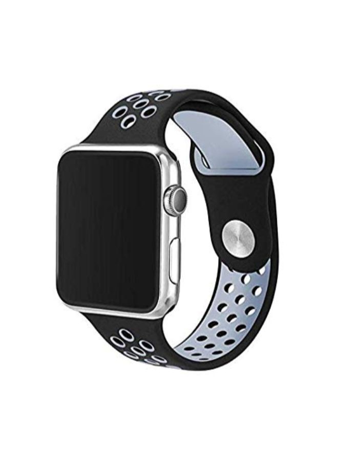Perforated Sports Silicone Strap For Apple Watch Black/Blue - Image 1