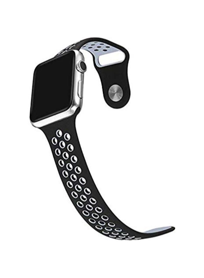 Perforated Sports Silicone Strap For Apple Watch Black/Blue - Image 2