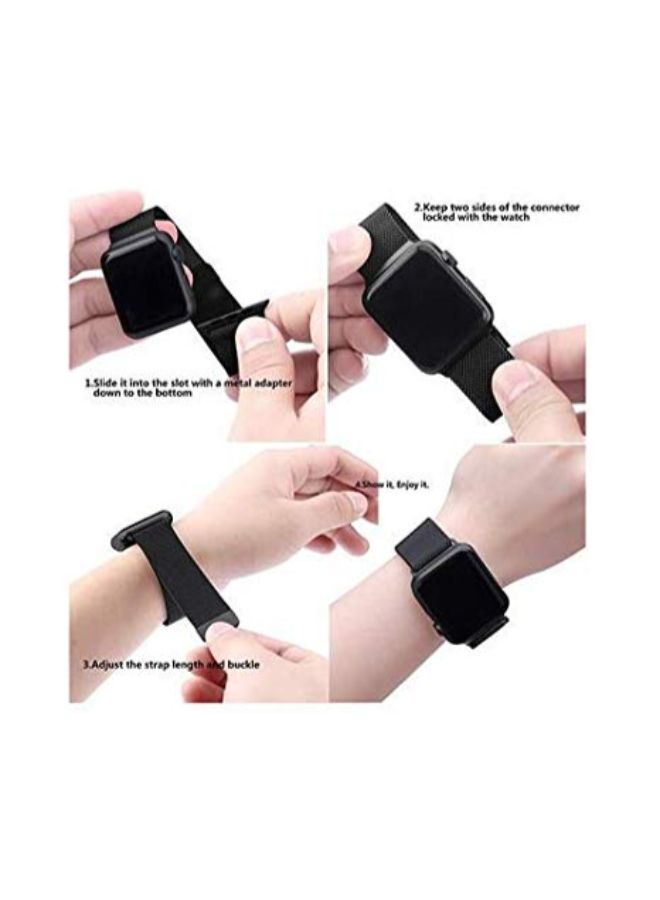 Generic - Stainless Steel Milanese Loop Band For Apple iWatch series 3/2/1 Black - Image 1