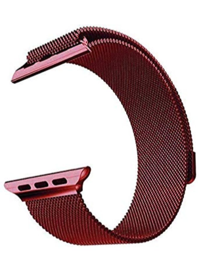 Milanese Loop Stainless Steel With Magnetic Clasp For Apple Watch Red