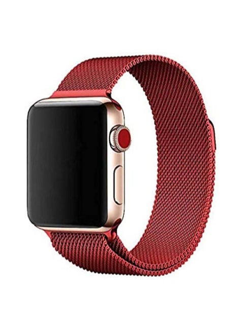 Milanese Loop Stainless Steel With Magnetic Clasp For Apple Watch Red