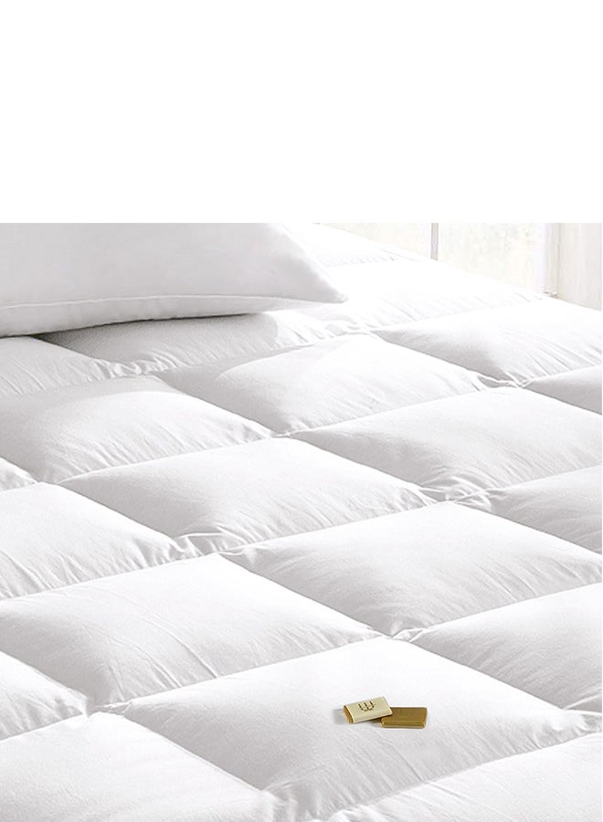 REGAL IN HOUSE Mattress Topper 4 cm Microfiber Filing With Rubber Frame Cotton White 200x180cm  - Image 2